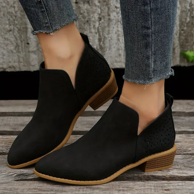 WOMEN'S CHUNKY RETRO LOW HEELS BOOTS 2023