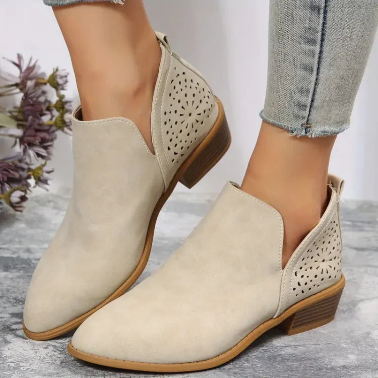 WOMEN'S CHUNKY RETRO LOW HEELS BOOTS 2023