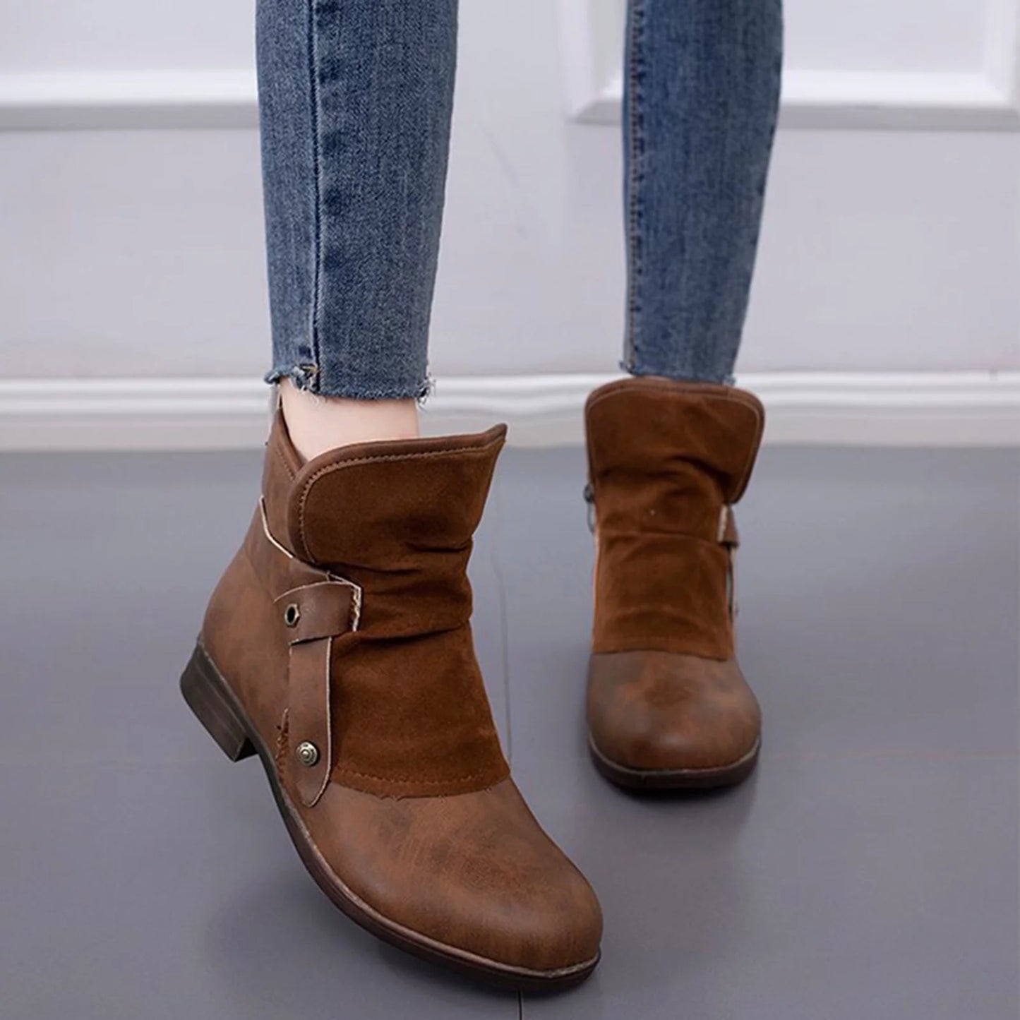 ELISE⢠WARM LOW HEEL ORTHOPEDIC LEATHER ANKLE BOOTS
