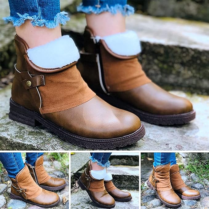 ELISE⢠WARM LOW HEEL ORTHOPEDIC LEATHER ANKLE BOOTS