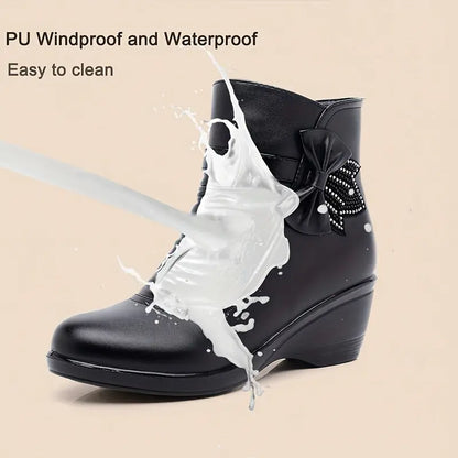 CEDARWOOD™ WOMEN'S CHIC BOW WEDGE ANKLE WINTER BOOTS