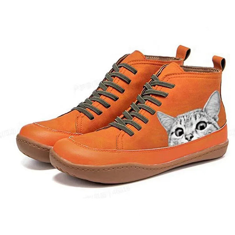 LARA™ WOMEN'S CAT PRINTED ANKLE BOOTS