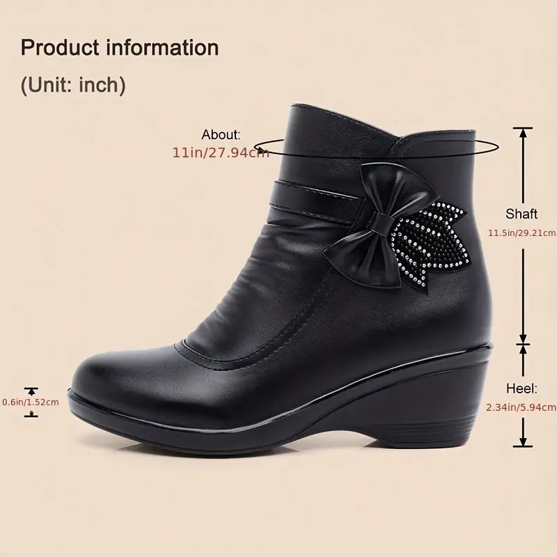 CEDARWOOD™ WOMEN'S CHIC BOW WEDGE ANKLE WINTER BOOTS