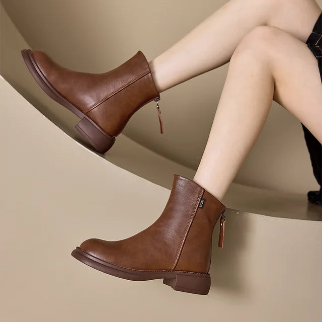 ALLISON™ SOFT PU LEATHER WATERPROOF ANKLE BOOTS