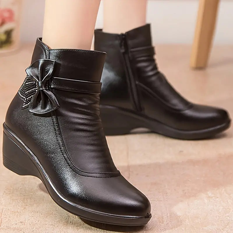 CEDARWOOD™ WOMEN'S CHIC BOW WEDGE ANKLE WINTER BOOTS